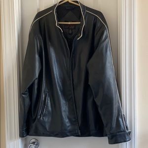 Black and white men’s leather coat